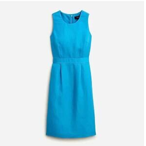 NWT J. Crew Structured Linen Blend Sheath Dress Blue Size 2 Office Career Travel